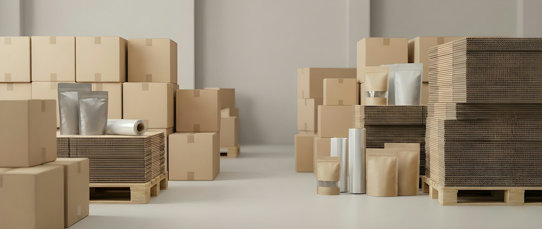 Paketleme malzemeleri ve etiketli kutularla düzenli olarak paketlenen ev eşyaları gösteriliyor